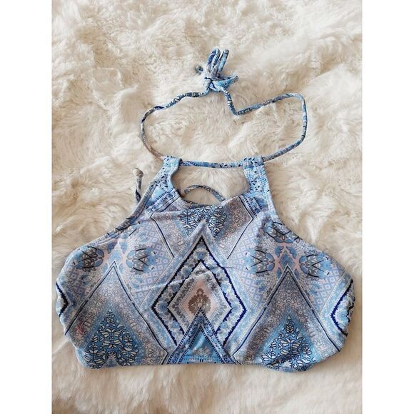 Xhilaration blue halter  sz medium bikini swimsuit top - Picture 1 of 3